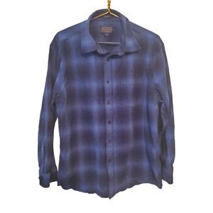 Pendleton Mason Flannel Button Down Long Sleeve Shirt Mens XL Blue Checkered